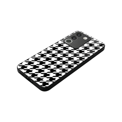 Houndstooth stylish phone case for vivo y200 5g | glossy glass and slim fit
