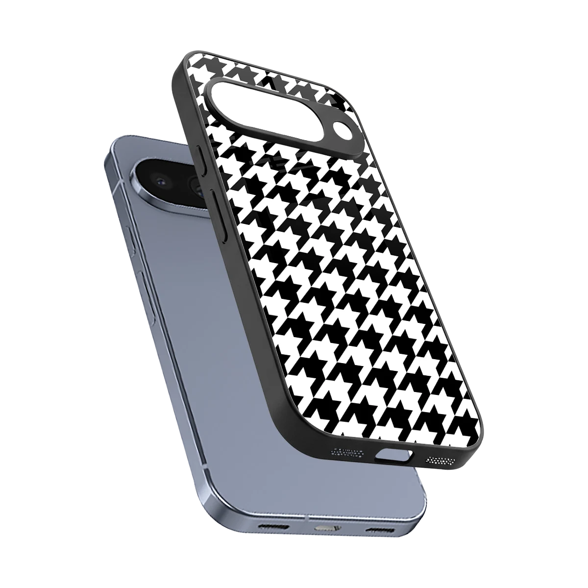 Houndstooth sleek google pixel 10 cover with tempered glass back and TPU edges