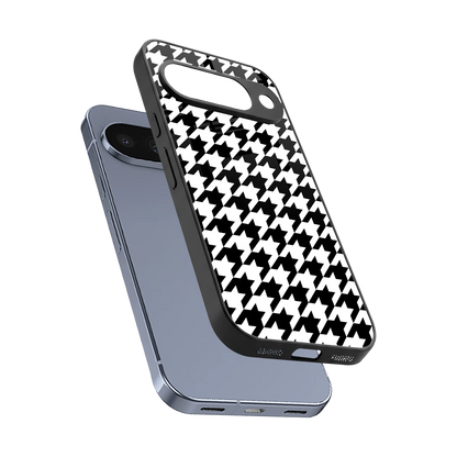 Houndstooth sleek google pixel 10 cover with tempered glass back and TPU edges