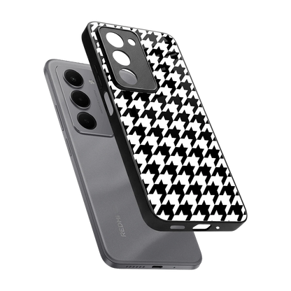 Houndstooth sleek redmi 15 5g cover with tempered glass back and TPU edges