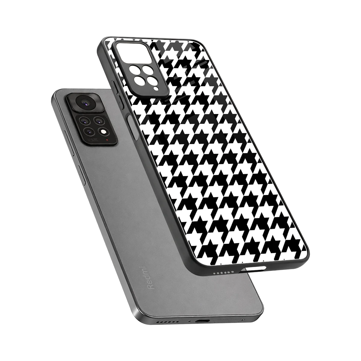 Houndstooth sleek redmi note 11 pro cover with tempered glass back and TPU edges