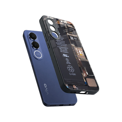 Inside Out sleek vivo v70 fe cover with tempered glass back and TPU edges