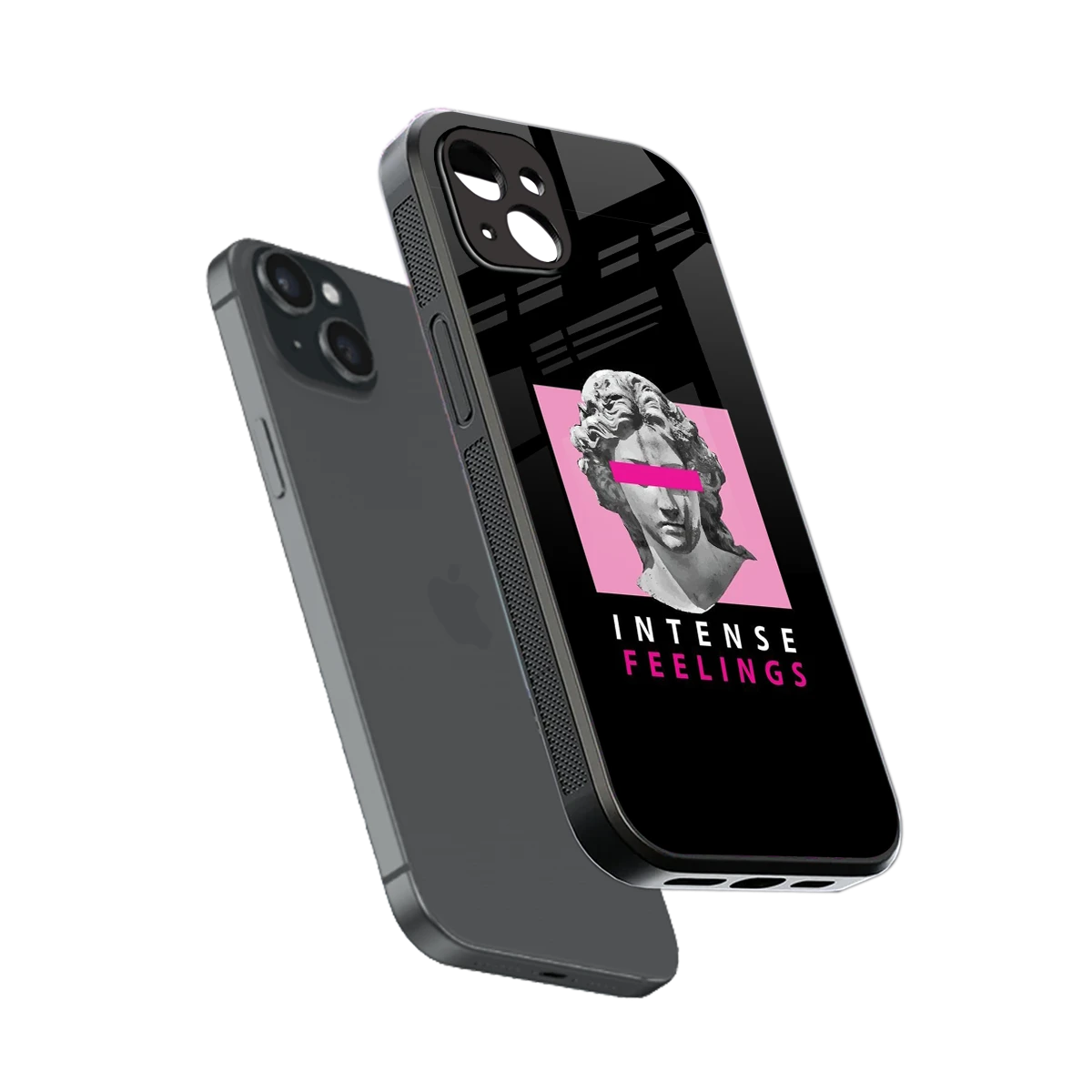 Intense Feelings sleek iphone 14 plus cover with tempered glass back and TPU edges