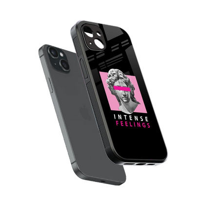 Intense Feelings sleek iphone 14 plus cover with tempered glass back and TPU edges