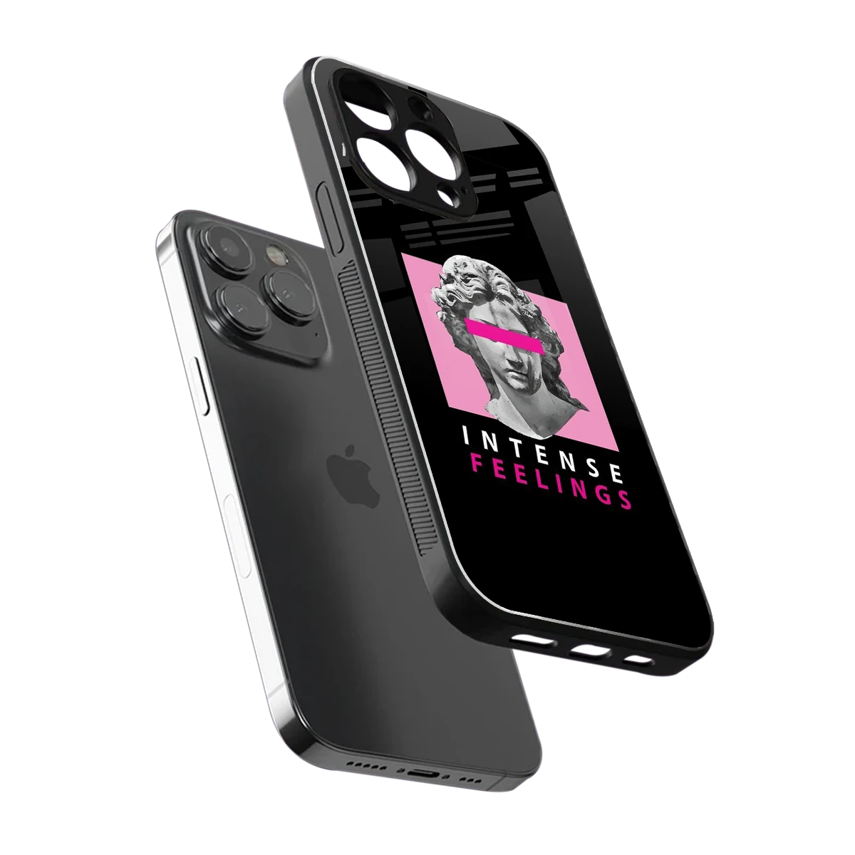 Intense Feelings sleek iphone 15 pro cover with tempered glass back and TPU edges