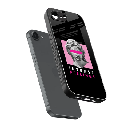 Intense Feelings sleek iphone 16e cover with tempered glass back and TPU edges