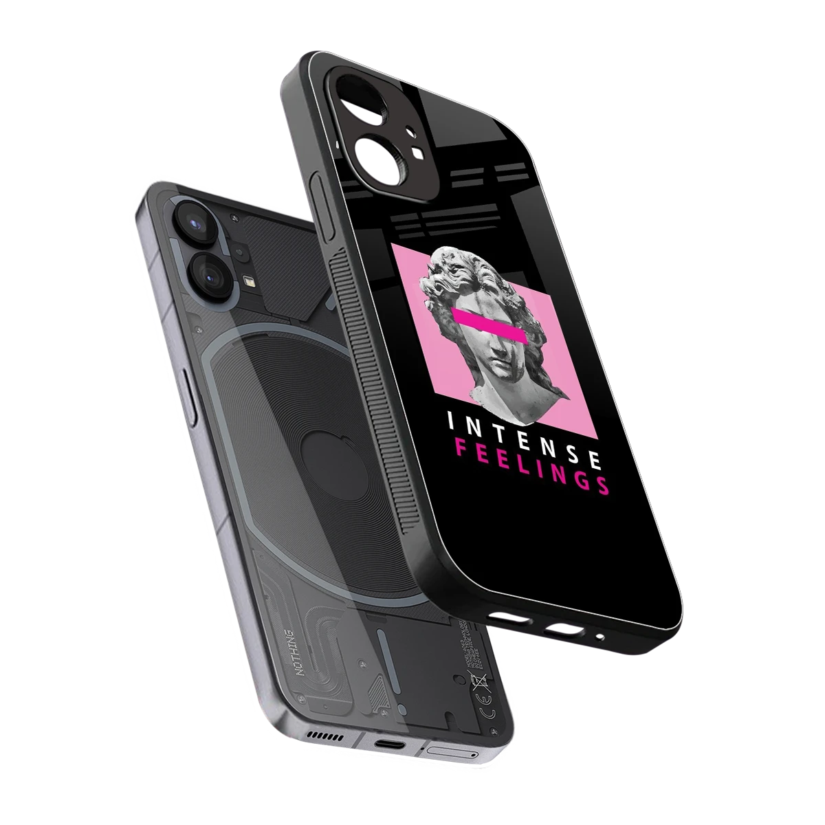 Intense Feelings sleek nothing phone 1 cover with tempered glass back and TPU edges