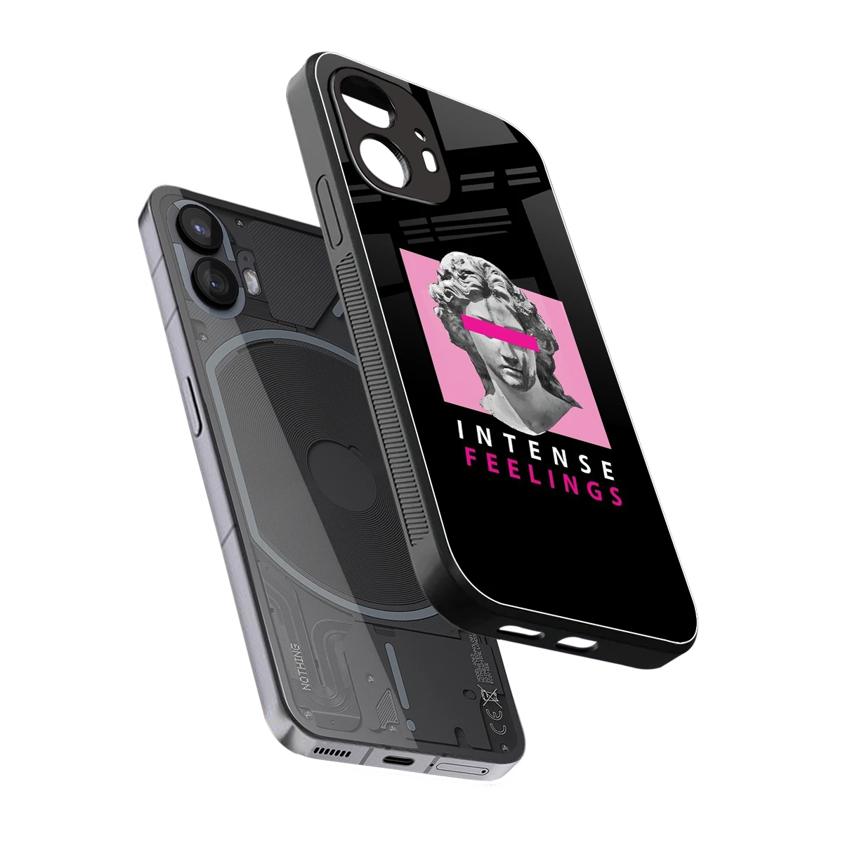 Intense Feelings sleek nothing phone 2 cover with tempered glass back and TPU edges
