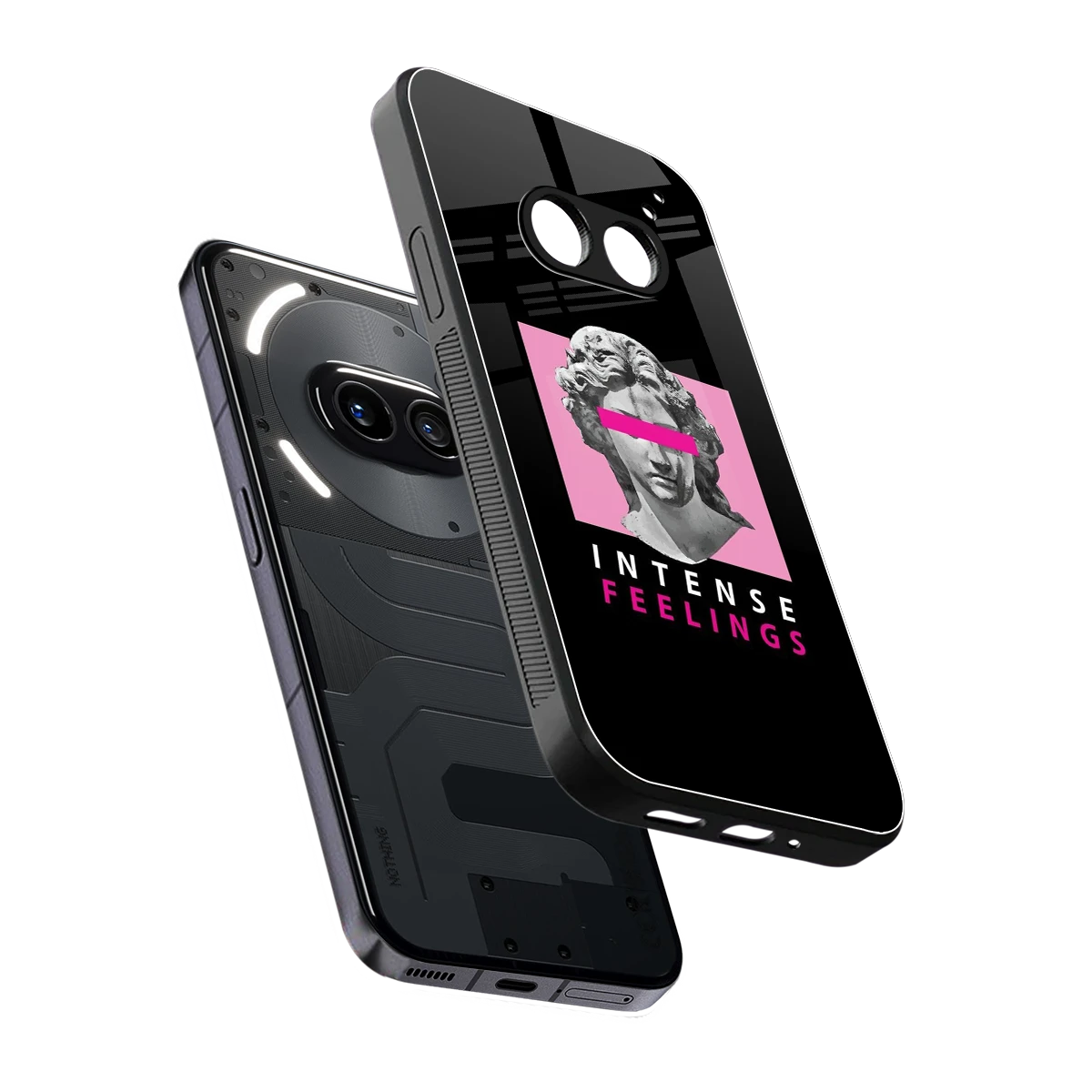 Intense Feelings sleek nothing phone 2a cover with tempered glass back and TPU edges