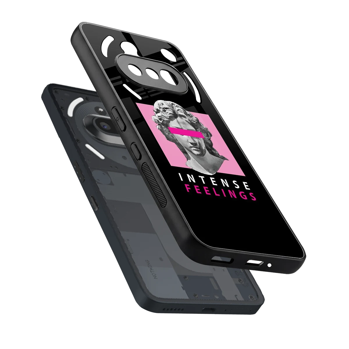 Intense Feelings sleek nothing phone 3a cover with tempered glass back and TPU edges