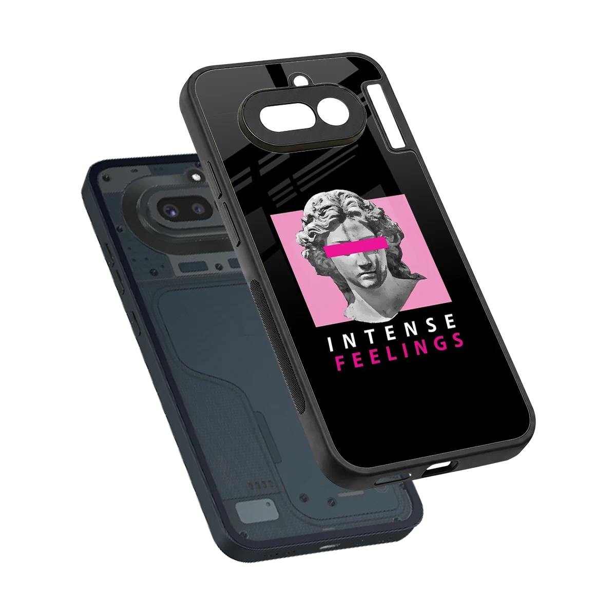 Intense Feelings sleek nothing phone 4a cover with tempered glass back and TPU edges