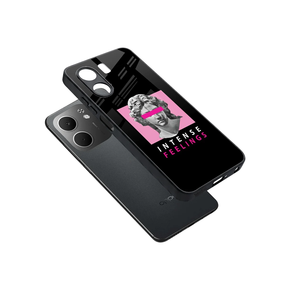 Intense Feelings sleek oppo a5x 5g cover with tempered glass back and TPU edges