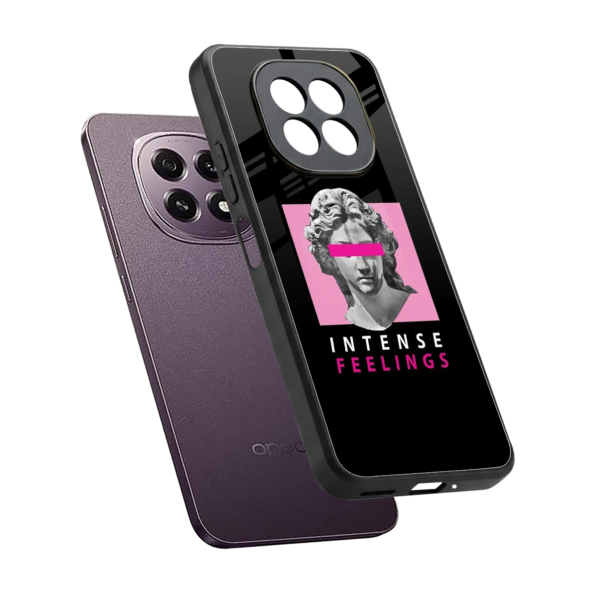 Intense Feelings sleek oppo f29 5g cover with tempered glass back and TPU edges