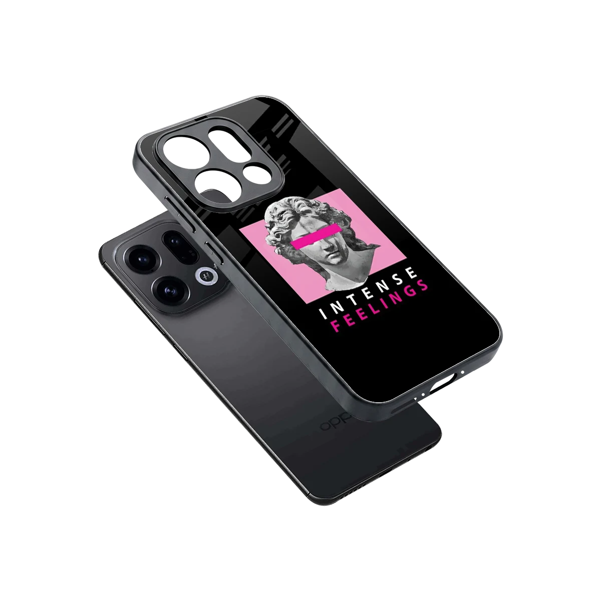 Intense Feelings sleek oppo find x9 cover with tempered glass back and TPU edges