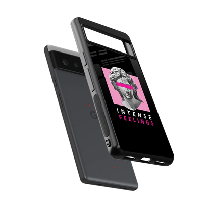 Intense Feelings sleek google pixel 6a cover with tempered glass back and TPU edges