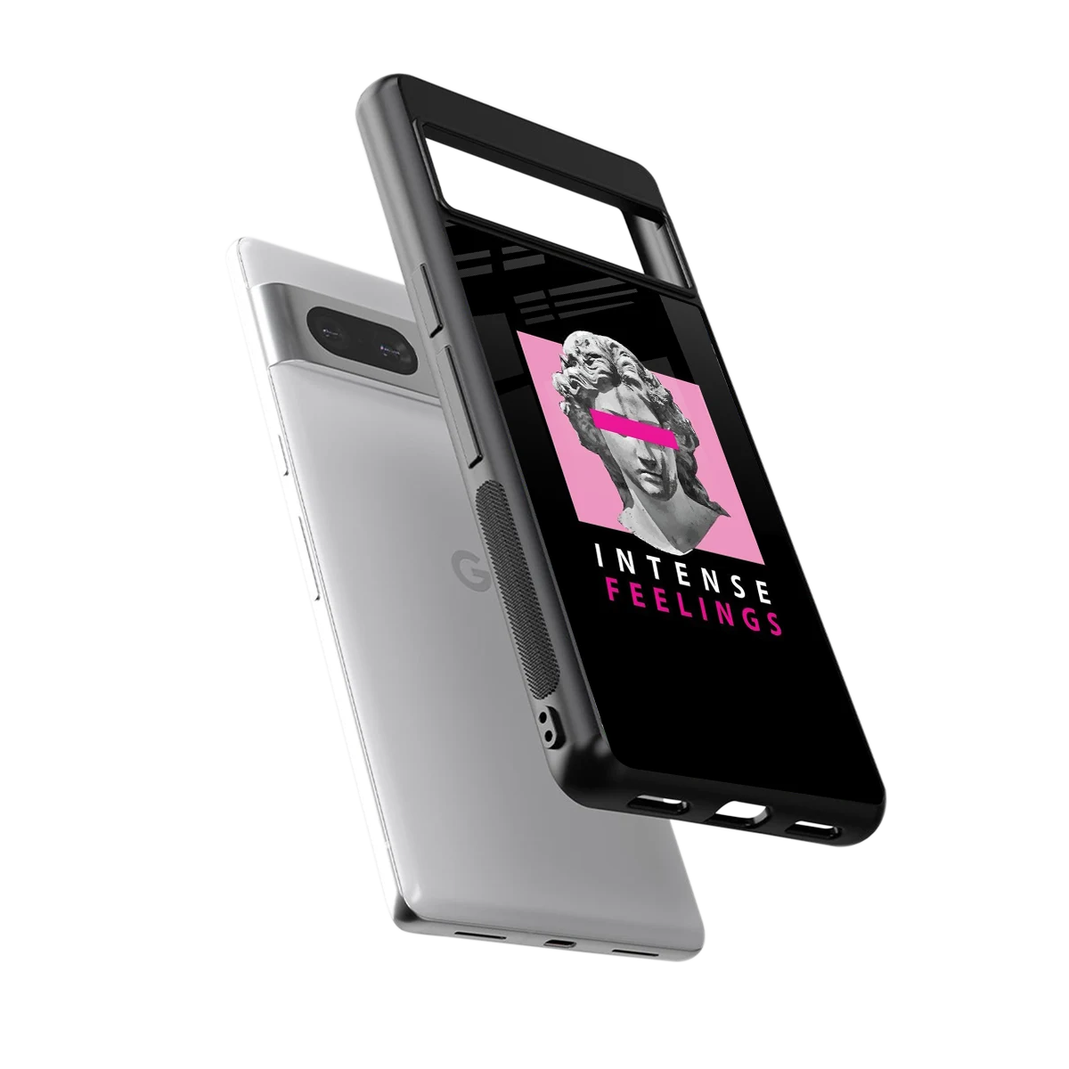 Intense Feelings sleek google pixel 7a cover with tempered glass back and TPU edges