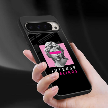 Intense Feelings sleek google pixel 9 pro cover with tempered glass back and TPU edges