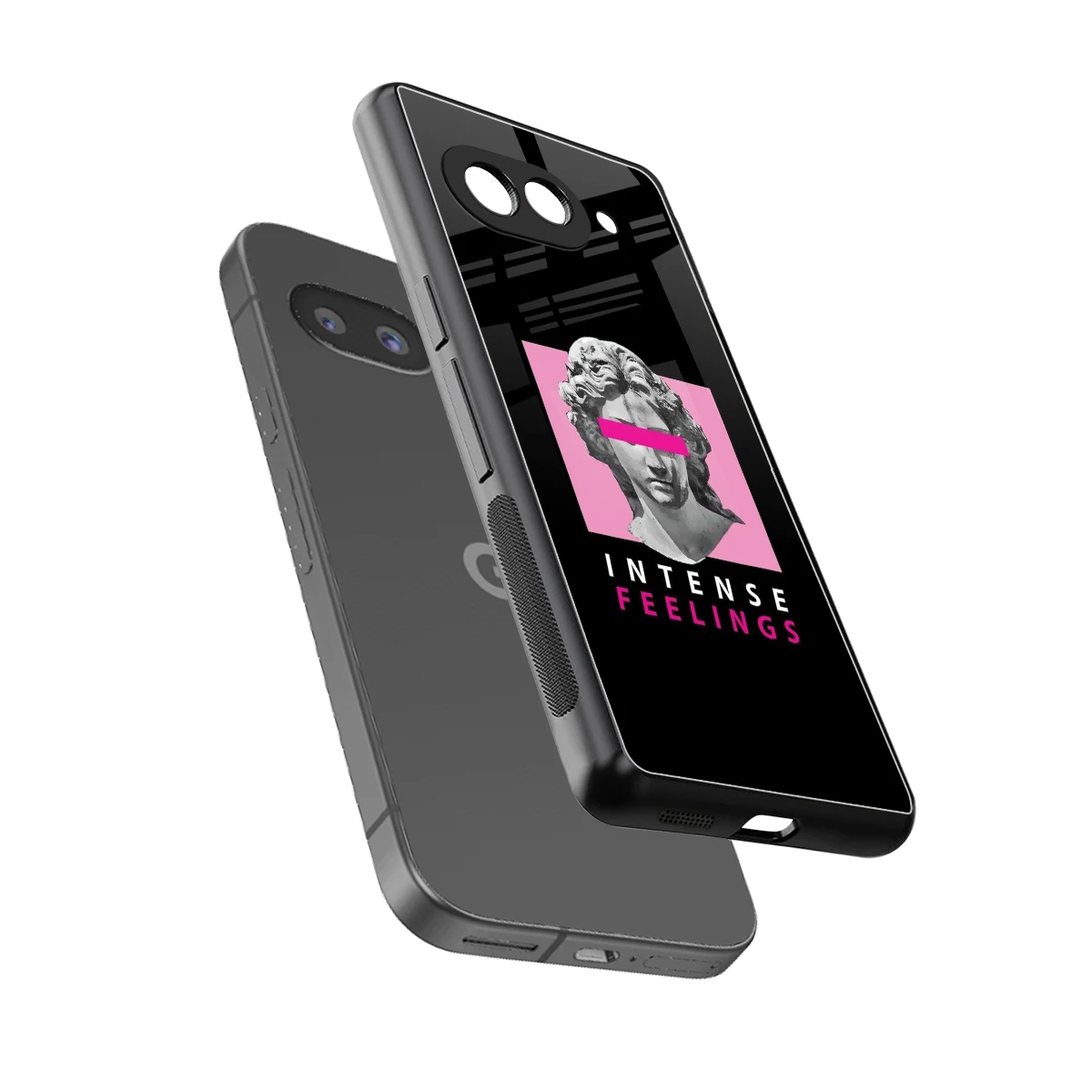 Intense Feelings sleek google pixel 10a cover with tempered glass back and TPU edges