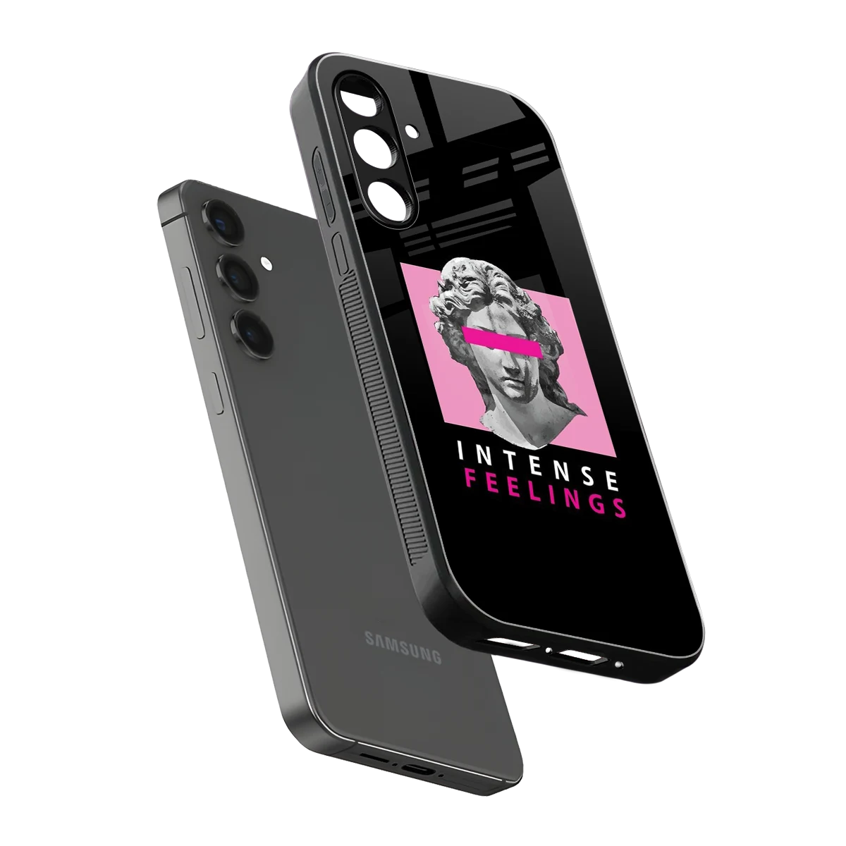 Intense Feelings sleek samsung galaxy m35 5g cover with tempered glass back and TPU edges