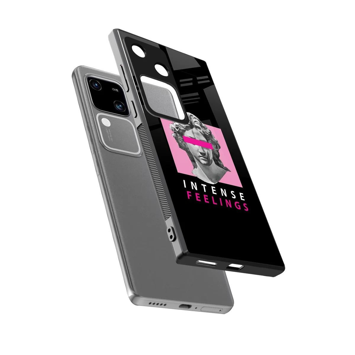Intense Feelings sleek vivo v30 cover with tempered glass back and TPU edges