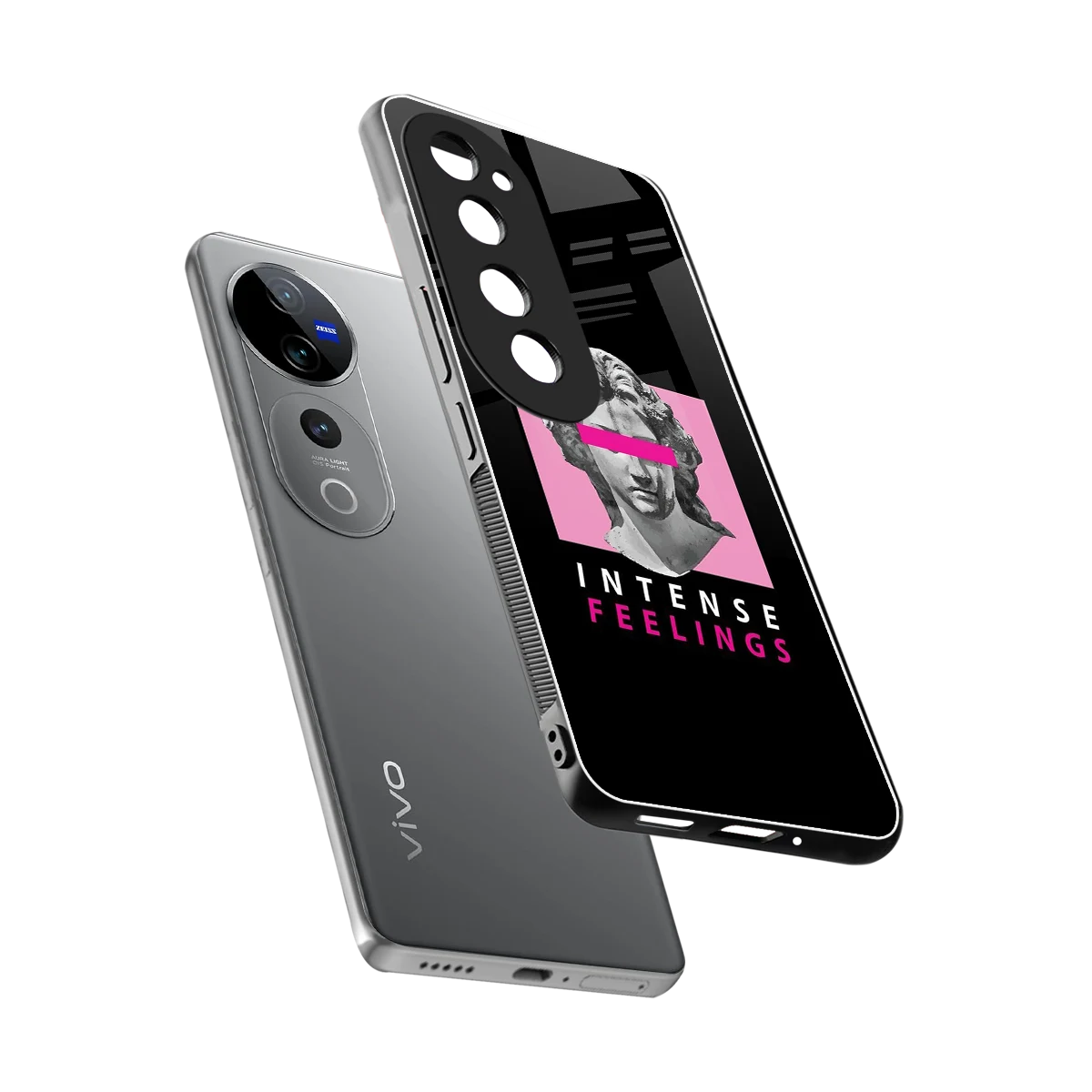 Intense Feelings sleek vivo v40 pro cover with tempered glass back and TPU edges