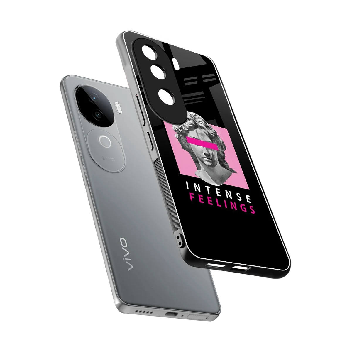 Intense Feelings sleek vivo v40e cover with tempered glass back and TPU edges