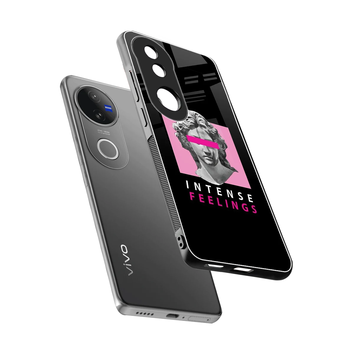 Intense Feelings sleek vivo v50 cover with tempered glass back and TPU edges