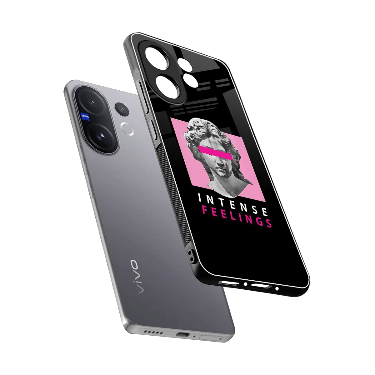 Intense Feelings sleek vivo v60 cover with tempered glass back and TPU edges