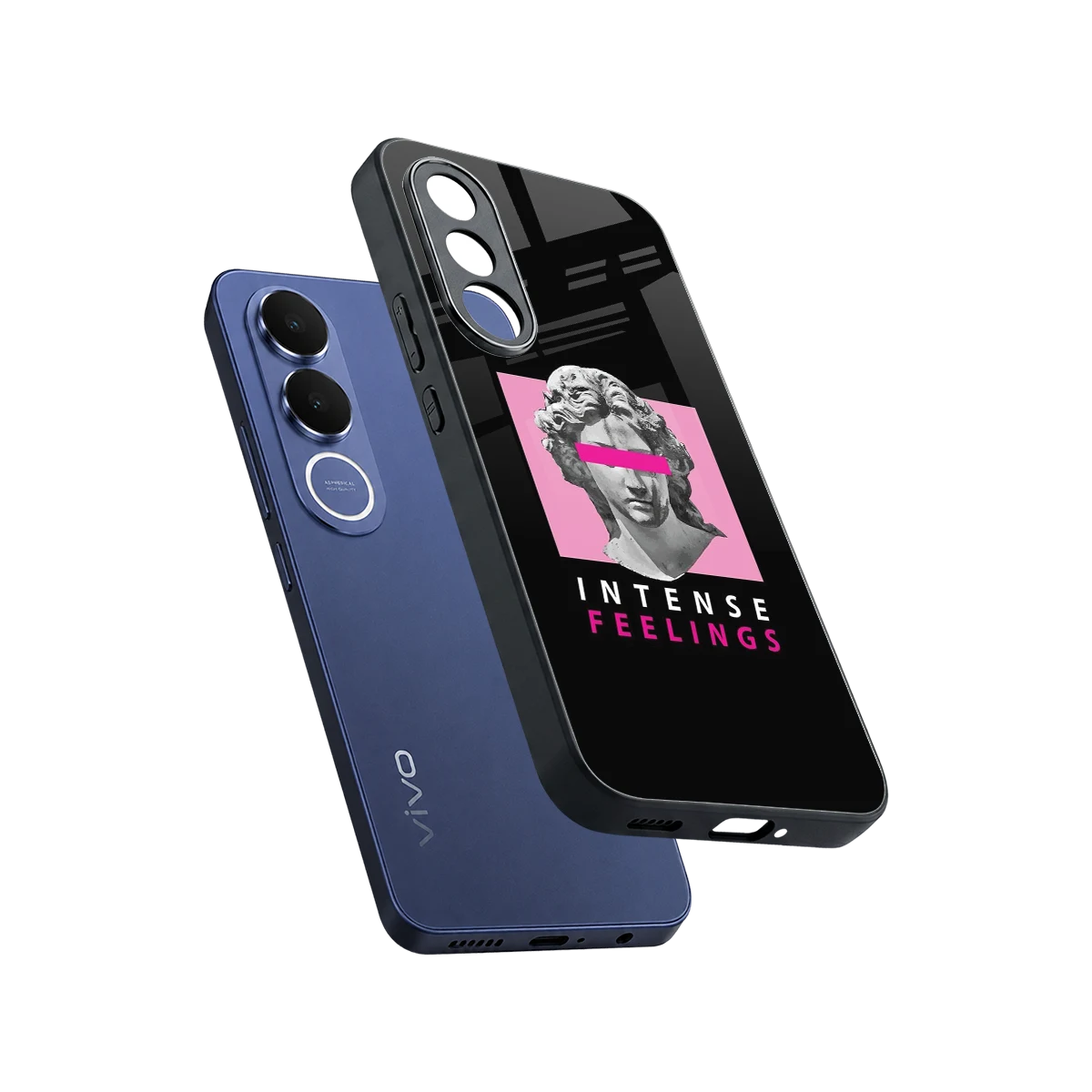 Intense Feelings sleek vivo v70 fe cover with tempered glass back and TPU edges