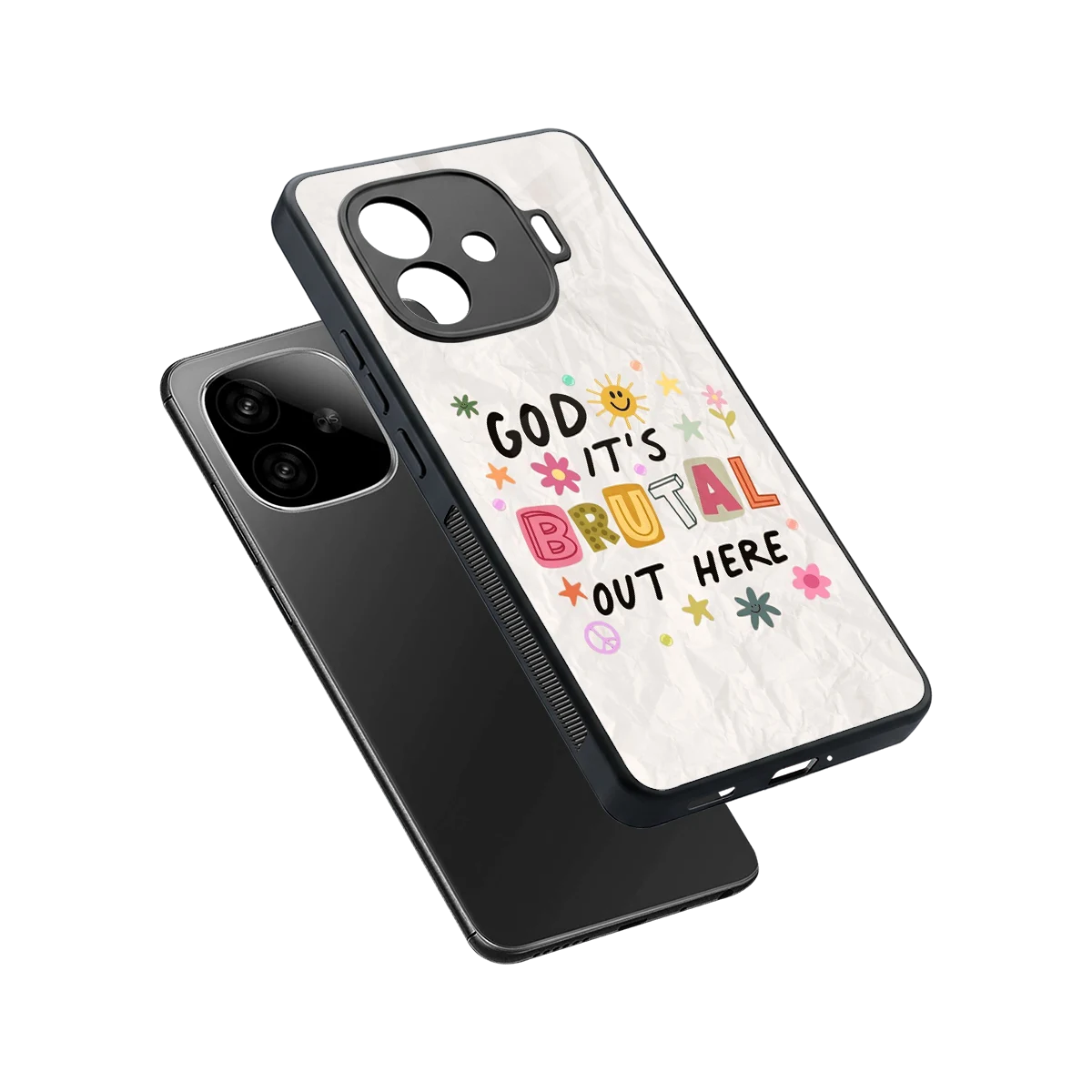It's Brutal Out Here sleek iqoo neo 10r 5g cover with tempered glass back and TPU edges