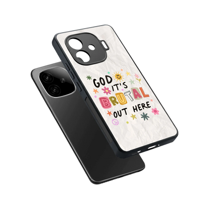 It's Brutal Out Here sleek iqoo neo 10r 5g cover with tempered glass back and TPU edges