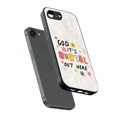It's Brutal Out Here sleek iphone 17e cover with tempered glass back and TPU edges