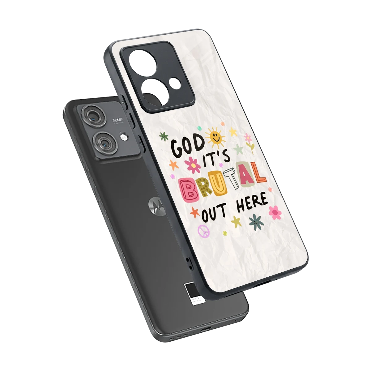 It's Brutal Out Here sleek motorola edge 40 neo 5g cover with tempered glass back and TPU edges