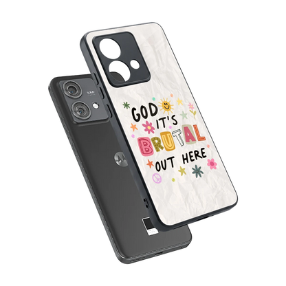 It's Brutal Out Here sleek motorola edge 40 neo 5g cover with tempered glass back and TPU edges