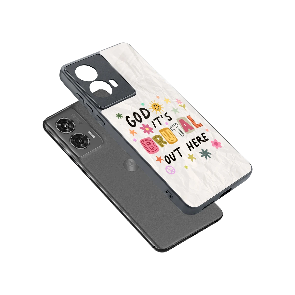 It's Brutal Out Here sleek motorola edge 50 fusion cover with tempered glass back and TPU edges
