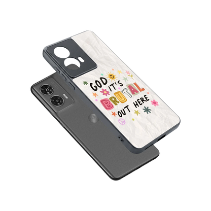 It's Brutal Out Here sleek motorola edge 50 fusion cover with tempered glass back and TPU edges