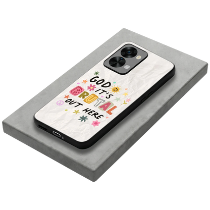 It's Brutal Out Here stylish phone case for oneplus nord 2t | glossy glass and slim fit