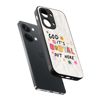 It's Brutal Out Here sleek oneplus nord 3 cover with tempered glass back and TPU edges