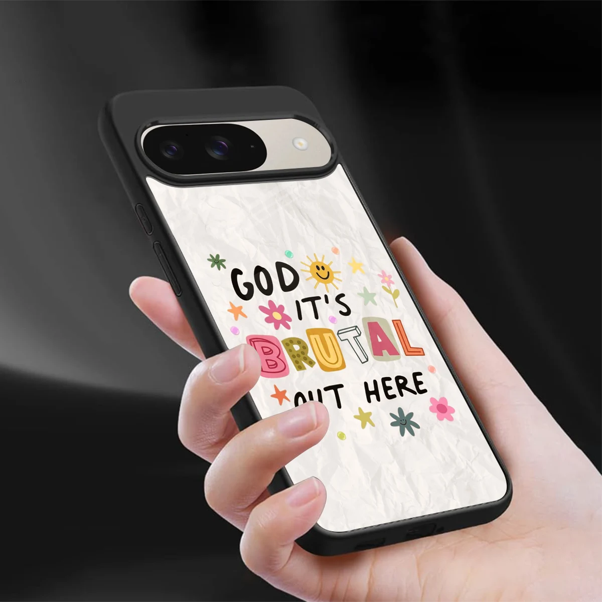 It's Brutal Out Here sleek google pixel 9 cover with tempered glass back and TPU edges