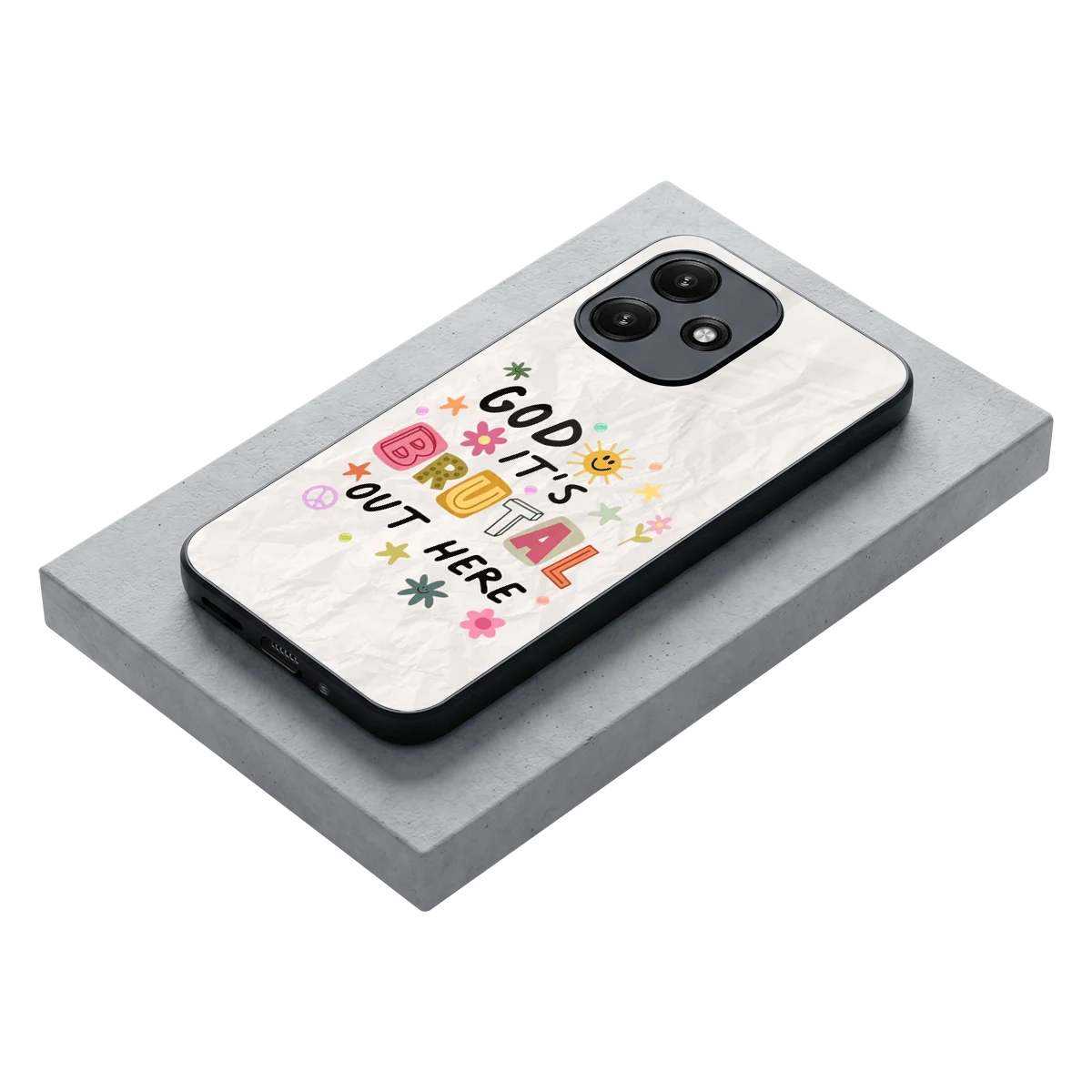 It's Brutal Out Here stylish phone case for redmi 12 5g | glossy glass and slim fit