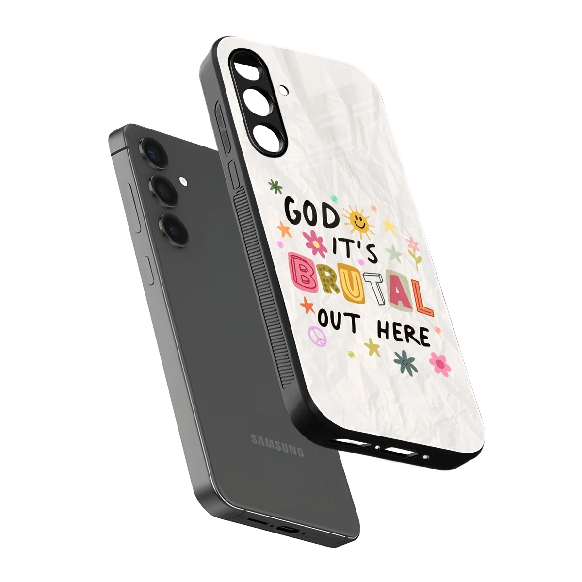 It's Brutal Out Here sleek samsung galaxy a14 5g cover with tempered glass back and TPU edges