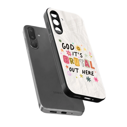 It's Brutal Out Here sleek samsung galaxy m56 5g cover with tempered glass back and TPU edges