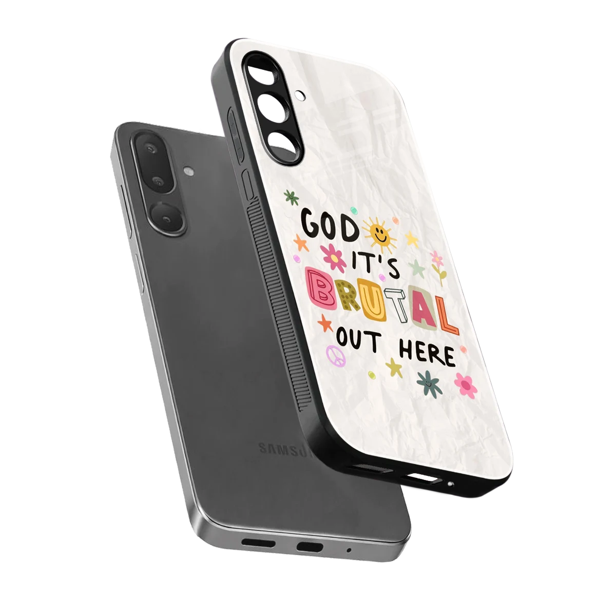 It's Brutal Out Here sleek samsung galaxy m36 5g cover with tempered glass back and TPU edges