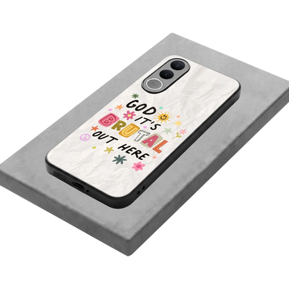 It's Brutal Out Here stylish phone case for vivo v70 fe | glossy glass and slim fit