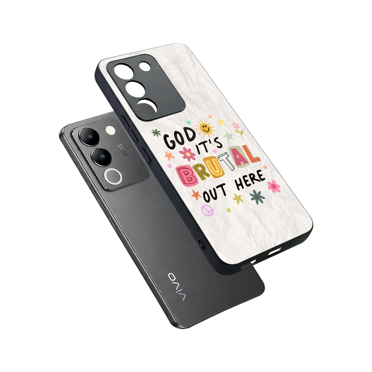 It's Brutal Out Here sleek vivo y200 5g cover with tempered glass back and TPU edges