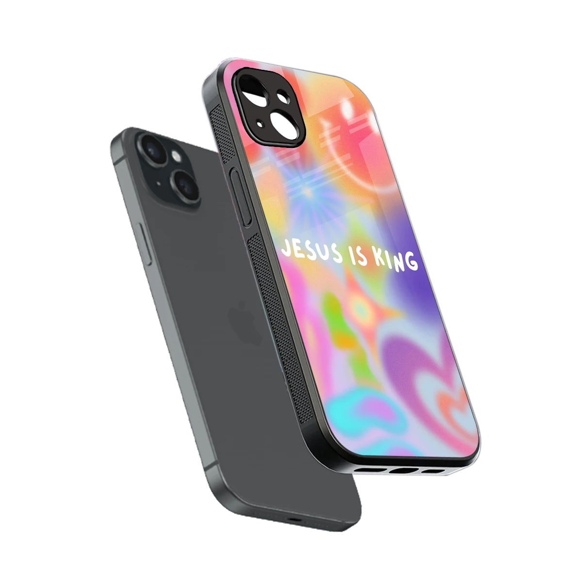 Jesus Is King sleek iphone 14 plus cover with tempered glass back and TPU edges