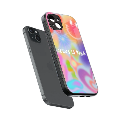 Jesus Is King sleek iphone 14 plus cover with tempered glass back and TPU edges