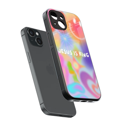 Jesus Is King sleek iphone 15 cover with tempered glass back and TPU edges