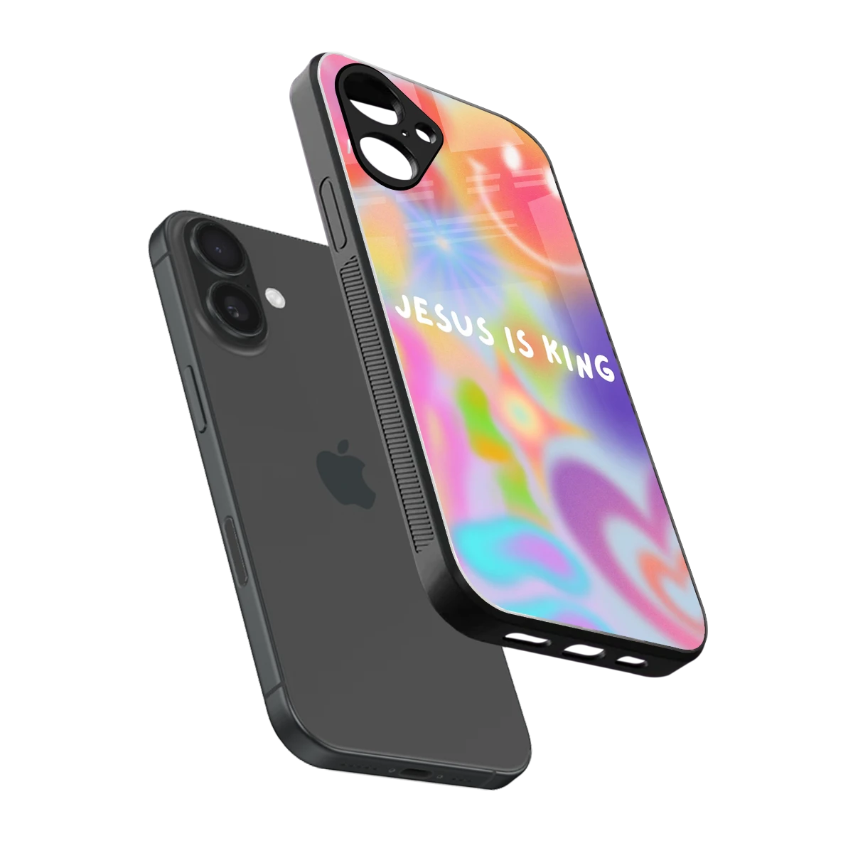 Jesus Is King sleek iPhone 16 cover with tempered glass back and TPU edges