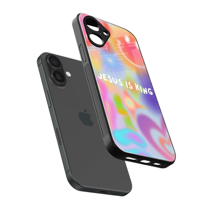 Jesus Is King sleek iPhone 16 cover with tempered glass back and TPU edges